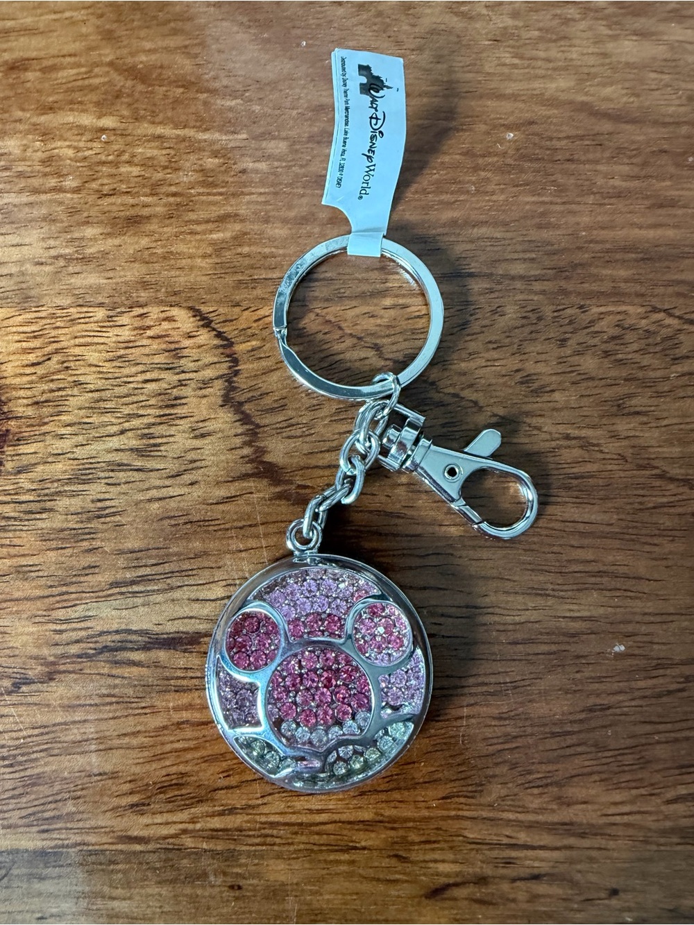 Disney Pink Crystal Mickey Charm Keyring